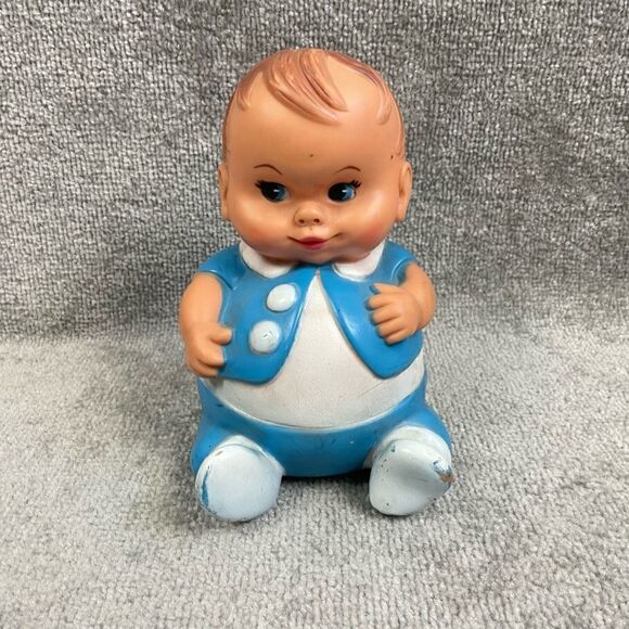 Vintage 1967 Uneeda Doll Co Plum Pees Rubber Blue Toy - Picture 1 of 7